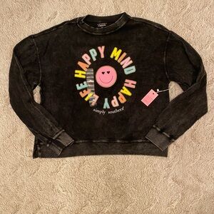 Simply Southern Black Sweatshirt with Pastel Happy Mind Graphic